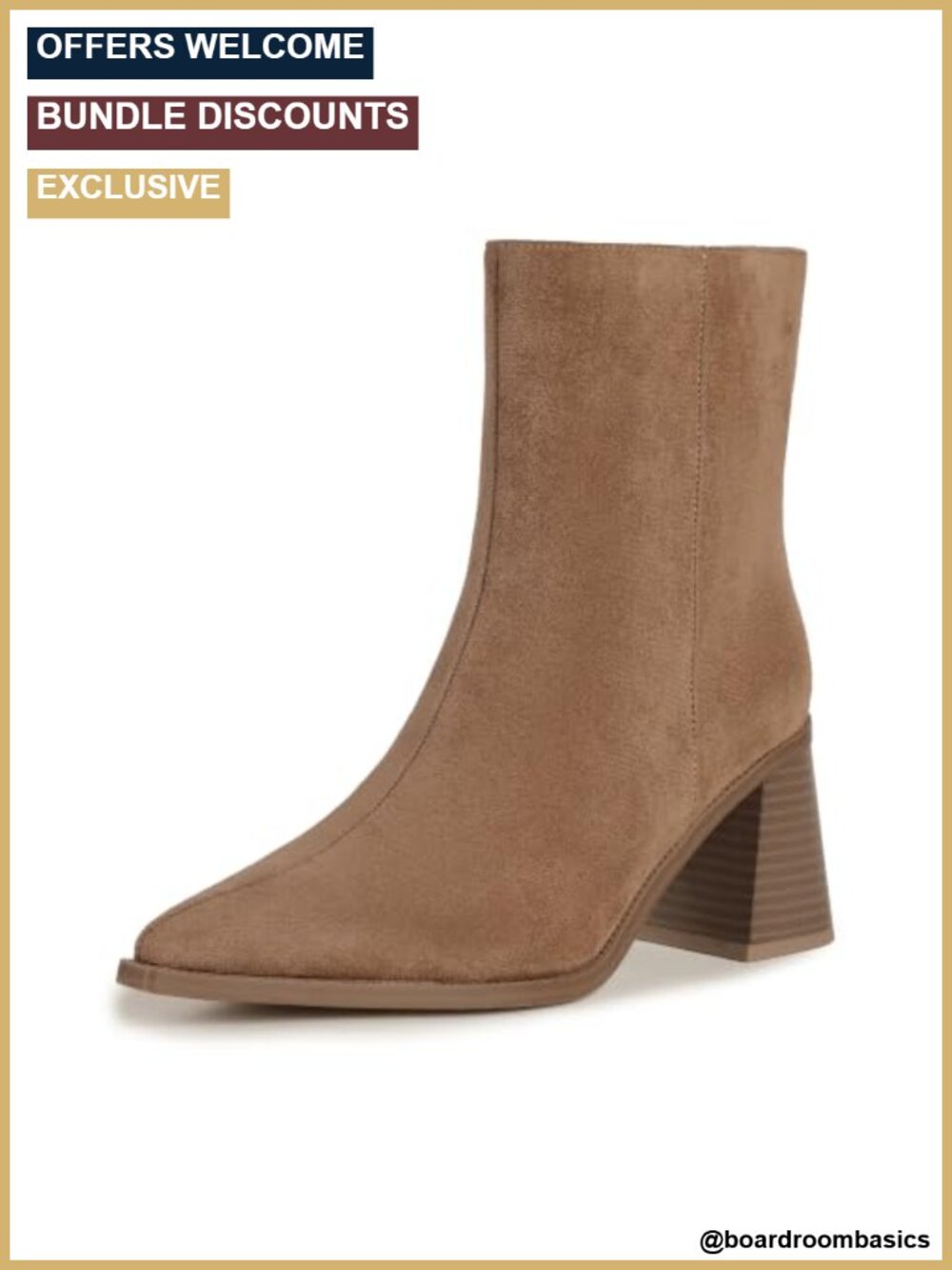 Chunky Block Heel Ankle Boots Low Heeled Booties Zip Closure Women's Shoes